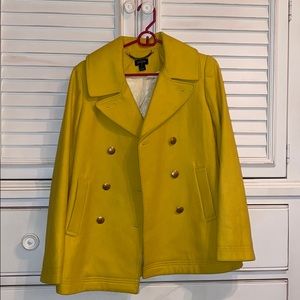 yellow j.crew pea coat